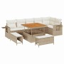 Conjunto de sofá de jardín 9 pcs Beige ratán sintético en Sofás de exterior | Comprar online en Foru.es