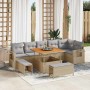 Conjunto de sofá de jardín 9 pcs Beige ratán sintético en Sofás de exterior | Comprar online en Foru.es