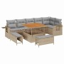 Conjunto de sofá de jardín 9 pcs Beige ratán sintético en Sofás de exterior | Comprar online en Foru.es