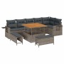 Conjunto de sofá de jardín 9 pcs Gris ratán sintético en Sofás de exterior | Comprar online en Foru.es