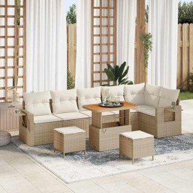 Conjunto de sofá de jardín 9 pcs Beige ratán sintético en Sofás de exterior | Comprar online en Foru.es