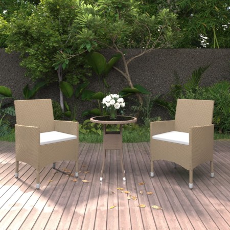 Juego de comedor para jardín de 3 piezas ratán sintético beige en Conjuntos de jardín | Comprar online en Foru.es