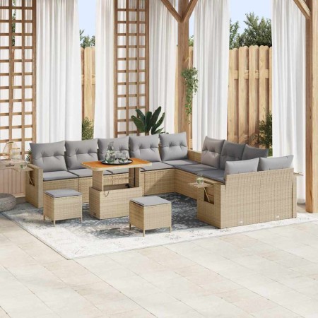 Conjunto de sofás de jardín 13 pcs Beige ratán sintético en Sofás de exterior | Comprar online en Foru.es