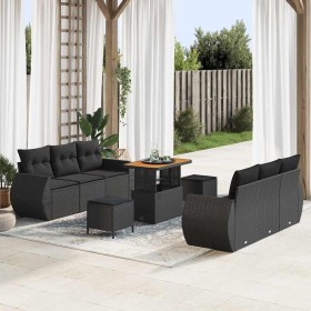 Conjunto de sofá de jardín 9 pcs Negro ratán sintético en Sofás de exterior | Comprar online en Foru.es