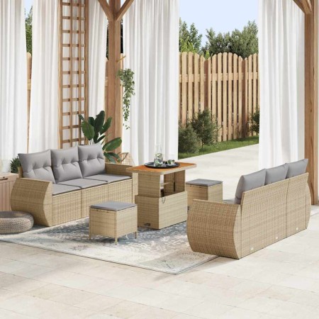 Conjunto de sofá de jardín 9 pcs Beige ratán sintético en Sofás de exterior | Comprar online en Foru.es