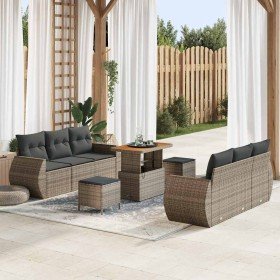 Conjunto de sofá de jardín 9 pcs Gris ratán sintético en Sofás de exterior | Comprar online en Foru.es