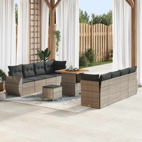 Conjunto de sofá de jardín 11 pcs Gris ratán sintético en Sofás de exterior | Comprar online en Foru.es