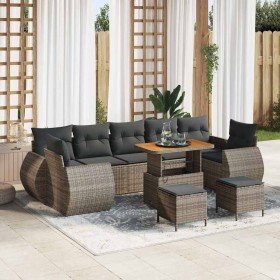 Conjunto de sofás de jardín 10 pcs Gris ratán sintético en Sofás de exterior | Comprar online en Foru.es