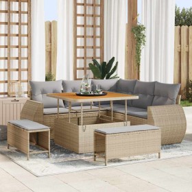 Conjunto de sofás de jardín 8 pcs Beige ratán sintético en Sofás de exterior | Comprar online en Foru.es
