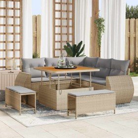 Conjunto de sofás de jardín 8 pcs Beige ratán sintético en Sofás de exterior | Comprar online en Foru.es