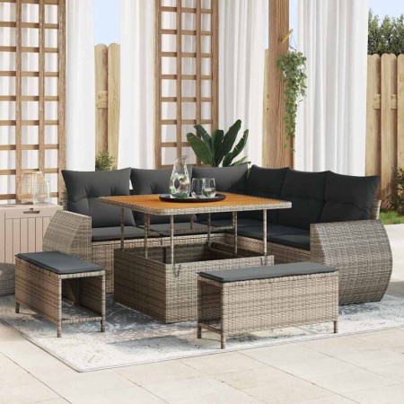 Conjunto de sofás de jardín 8 pcs Gris ratán sintético en Sofás de exterior | Comprar online en Foru.es