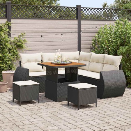 Conjunto de sofá de jardín 8 pcs Negro ratán sintético en Sofás de exterior | Comprar online en Foru.es