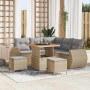 Conjunto de sofás de jardín 8 pcs Beige ratán sintético en Sofás de exterior | Comprar online en Foru.es