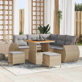 Conjunto de sofás de jardín 8 pcs Beige ratán sintético en Sofás de exterior | Comprar online en Foru.es