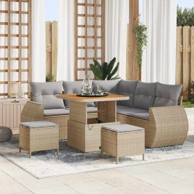 Conjunto de sofás de jardín 8 pcs Beige ratán sintético en Sofás de exterior | Comprar online en Foru.es