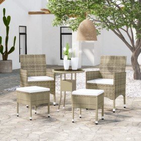 Juego de muebles de jardín de 5 piezas ratán sintético beige en Conjuntos de jardín | Comprar online en Foru.es