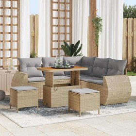 Conjunto de sofás de jardín 8 pcs Beige ratán sintético en Sofás de exterior | Comprar online en Foru.es