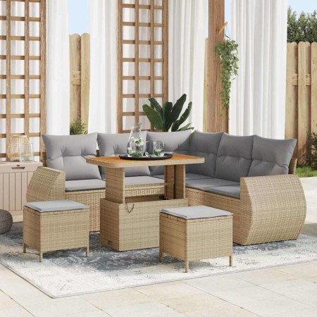 Conjunto de sofás de jardín 8 pcs Beige ratán sintético en Sofás de exterior | Comprar online en Foru.es