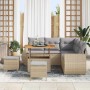 Conjunto de sofás de jardín 8 pcs Beige ratán sintético en Sofás de exterior | Comprar online en Foru.es