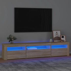 Mueble de TV con luces LED roble Sonoma 195x35x40 cm de vidaXL, Muebles TV - Ref: Foro24-3152740, Precio: 124,75 €, Descuento: %