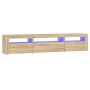 Mueble de TV con luces LED roble Sonoma 195x35x40 cm de vidaXL, Muebles TV - Ref: Foro24-3152740, Precio: 124,75 €, Descuento: %