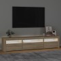 Mueble de TV con luces LED roble Sonoma 195x35x40 cm de vidaXL, Muebles TV - Ref: Foro24-3152740, Precio: 124,75 €, Descuento: %