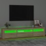 Mueble de TV con luces LED roble Sonoma 195x35x40 cm de vidaXL, Muebles TV - Ref: Foro24-3152740, Precio: 124,75 €, Descuento: %
