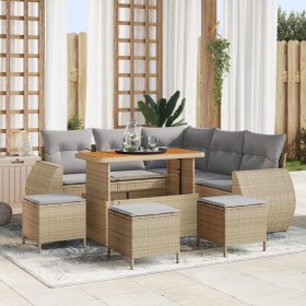 Conjunto de sofás de jardín 9 pcs Beige ratán sintético en Sofás de exterior | Comprar online en Foru.es