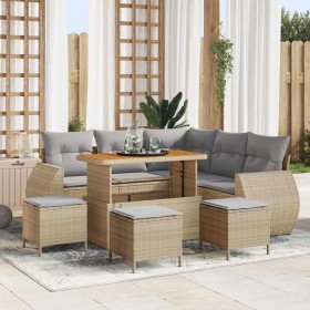 Conjunto de sofás de jardín 9 pcs Beige ratán sintético en Sofás de exterior | Comprar online en Foru.es
