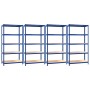 Estantería 5 niveles 4 uds acero y madera contrachapada azul de vidaXL, Estanterías industriales - Ref: Foro24-3154176, Preci...