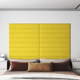 Paneles de pared 12 uds tela amarillo claro 90x15 cm 1,62 m² de vidaXL, Recubrimiento de paredes - Ref: Foro24-343881, Precio...