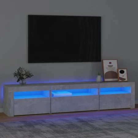 Mueble de TV con luces LED gris hormigón 195x35x40 cm de vidaXL, Muebles TV - Ref: Foro24-3152741, Precio: 135,18 €, Descuent...