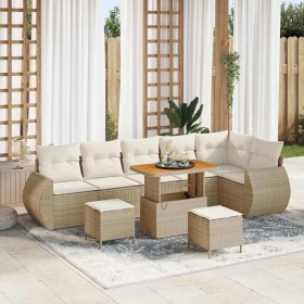 Conjunto de sofás de jardín 9 pcs Beige ratán sintético en Sofás de exterior | Comprar online en Foru.es