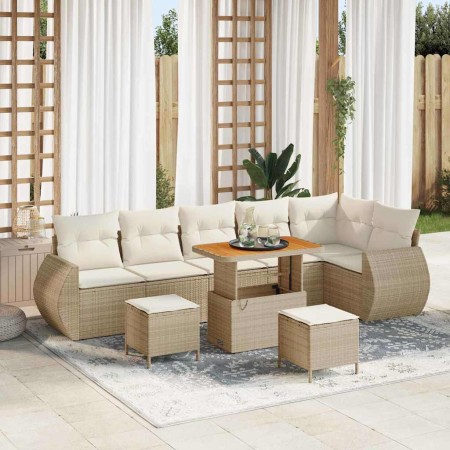 Conjunto de sofás de jardín 9 pcs Beige ratán sintético en Sofás de exterior | Comprar online en Foru.es