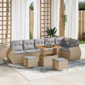 Conjunto de sofás de jardín 9 pcs Beige ratán sintético en Sofás de exterior | Comprar online en Foru.es