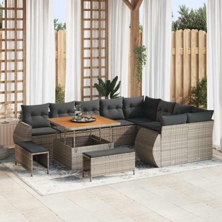 Conjunto de sofás de jardín 12 pcs Gris ratán sintético en Sofás de exterior | Comprar online en Foru.es