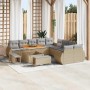 Conjunto de sofás de jardín 13 pcs Beige ratán sintético en Sofás de exterior | Comprar online en Foru.es