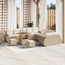 Conjunto de sofás de jardín 13 pcs Beige ratán sintético en Sofás de exterior | Comprar online en Foru.es