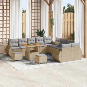 Conjunto de sofás de jardín 13 pcs Beige ratán sintético en Sofás de exterior | Comprar online en Foru.es