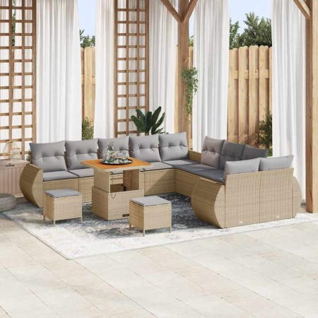 Conjunto de sofás de jardín 13 pcs Beige ratán sintético en Sofás de exterior | Comprar online en Foru.es