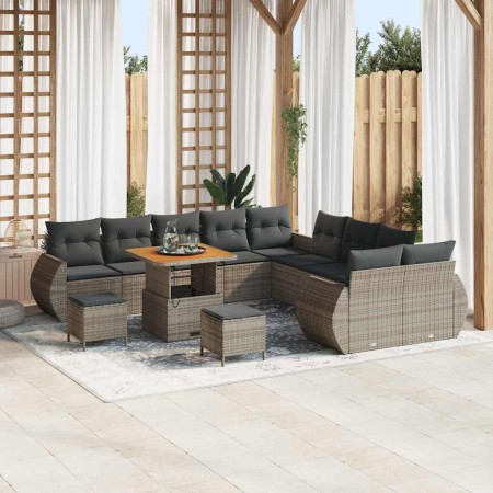 Conjunto de sofás de jardín 13 pcs Gris ratán sintético en Sofás de exterior | Comprar online en Foru.es