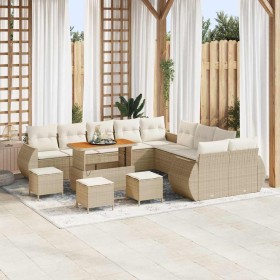 Conjunto de sofás de jardín 14 pcs Beige ratán sintético en Sofás de exterior | Comprar online en Foru.es