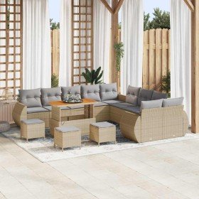 Conjunto de sofás de jardín 14 pcs Beige ratán sintético en Sofás de exterior | Comprar online en Foru.es
