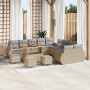 Conjunto de sofás de jardín 14 pcs Beige ratán sintético en Sofás de exterior | Comprar online en Foru.es