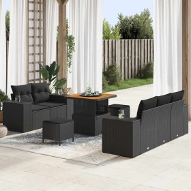 Conjunto de sofá de jardín 8 pcs Negro ratán sintético en Sofás de exterior | Comprar online en Foru.es