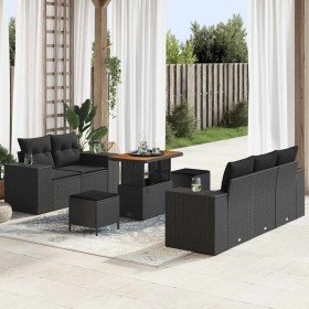 Conjunto de sofá de jardín 8 pcs Negro ratán sintético en Sofás de exterior | Comprar online en Foru.es