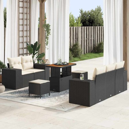 Conjunto de sofá de jardín 8 pcs Negro ratán sintético en Sofás de exterior | Comprar online en Foru.es