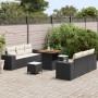 Conjunto de sofá de jardín con cojín 9 pcs Negro Poliratán en Sofás de exterior | Comprar online en Foru.es