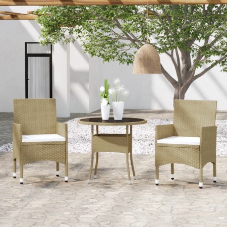 Juego de comedor para jardín de 3 piezas ratán sintético beige en Conjuntos de jardín | Comprar online en Foru.es