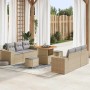 Conjunto de sofá de jardín con cojín 9 pcs Beige Poliratán en Sofás de exterior | Comprar online en Foru.es